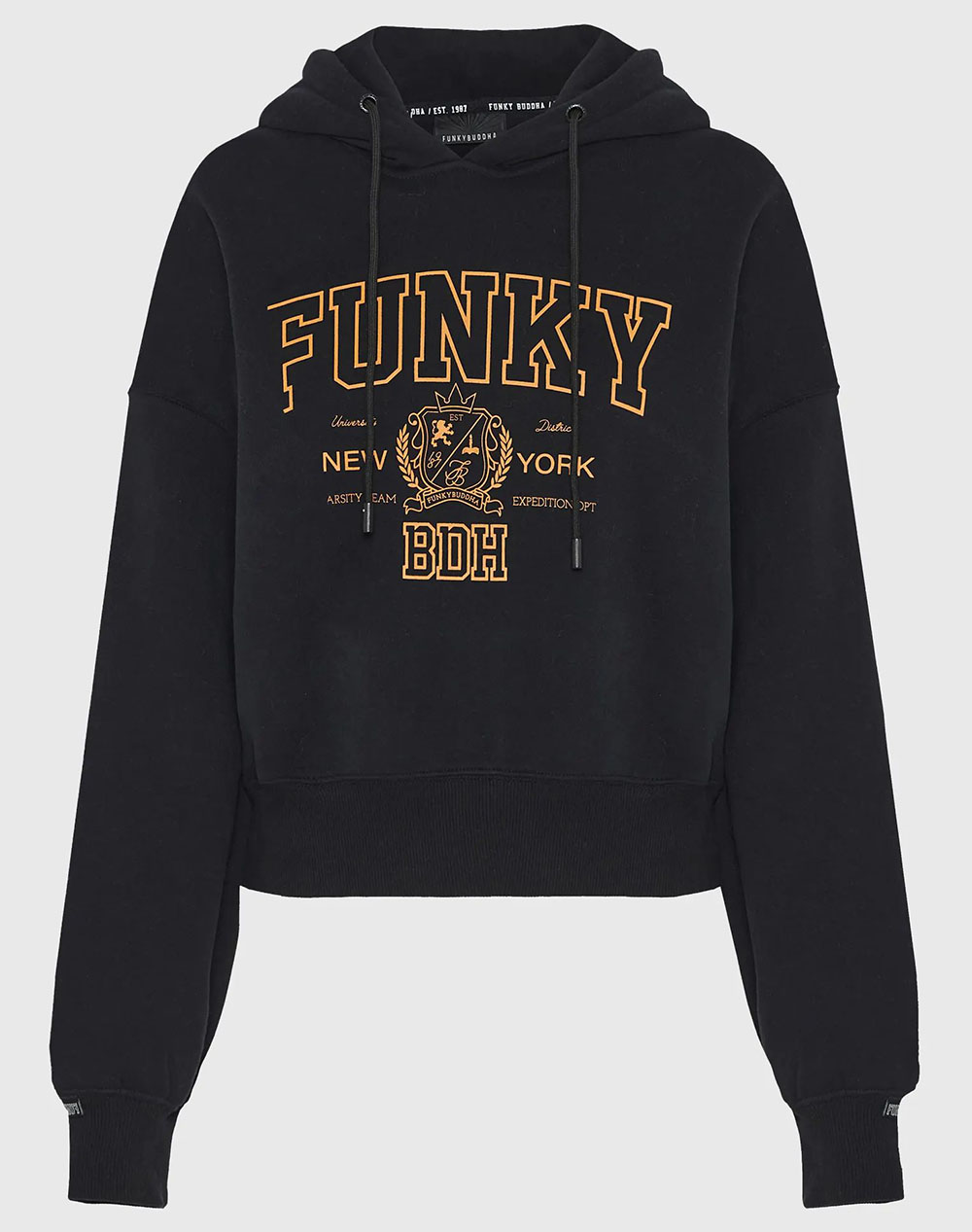 FUNKY BUDDHA Γυναικείο Φούτερ Με Κουκούλα FBL012-108-06-BLACK Black