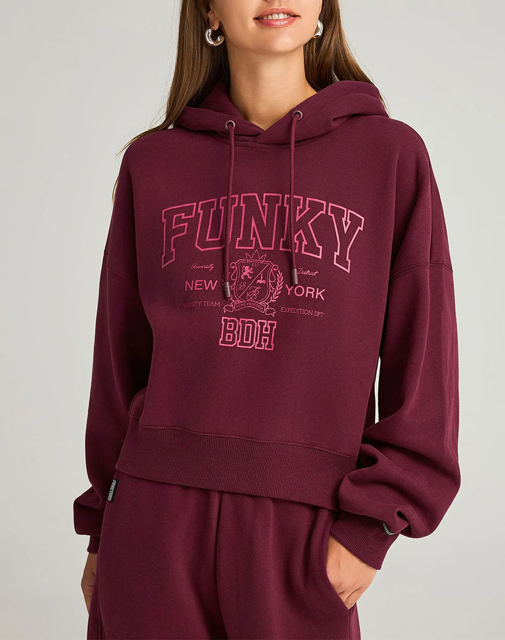FUNKY BUDDHA Γυναικείο Φούτερ Με Κουκούλα FBL012-108-06-MERLOT RedWine