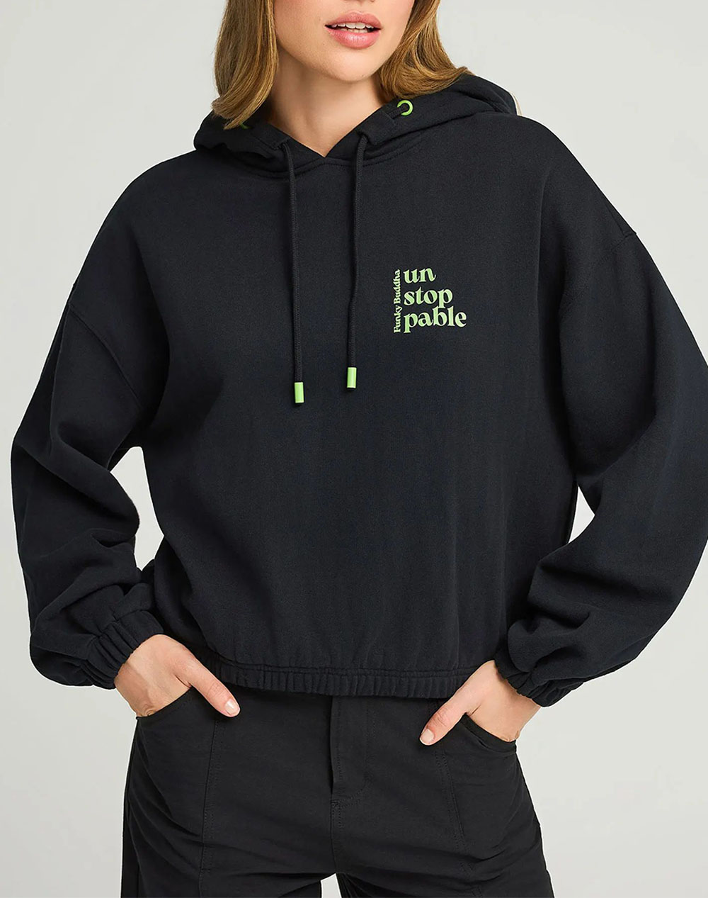 FUNKY BUDDHA Γυναικείο Φούτερ Με Κουκούλα FBL012-109-06-BLACK Black