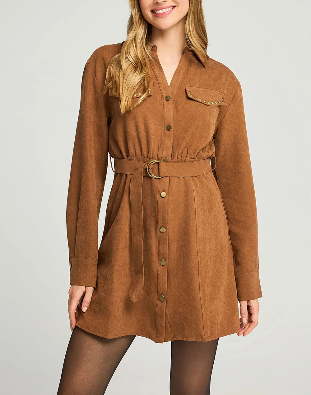 FUNKY BUDDHA Γυναικείο Φόρεμα Μίνι FBL012-138-13-CHESTNUT Cappuccino