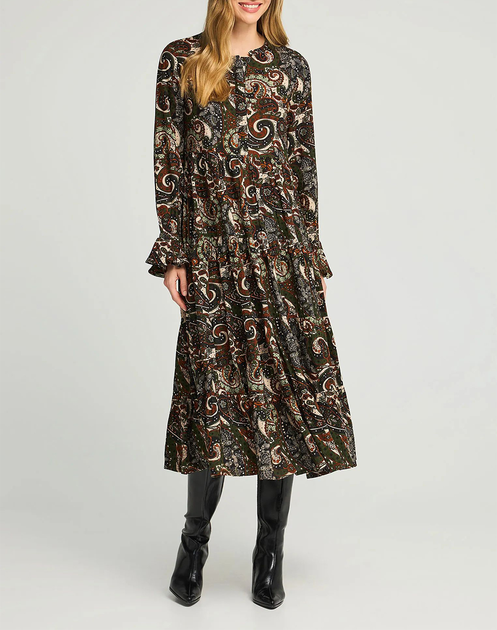 FUNKY BUDDHA Γυναικείο Φόρεμα Μίντι FBL012-123-13-MULTI Multi