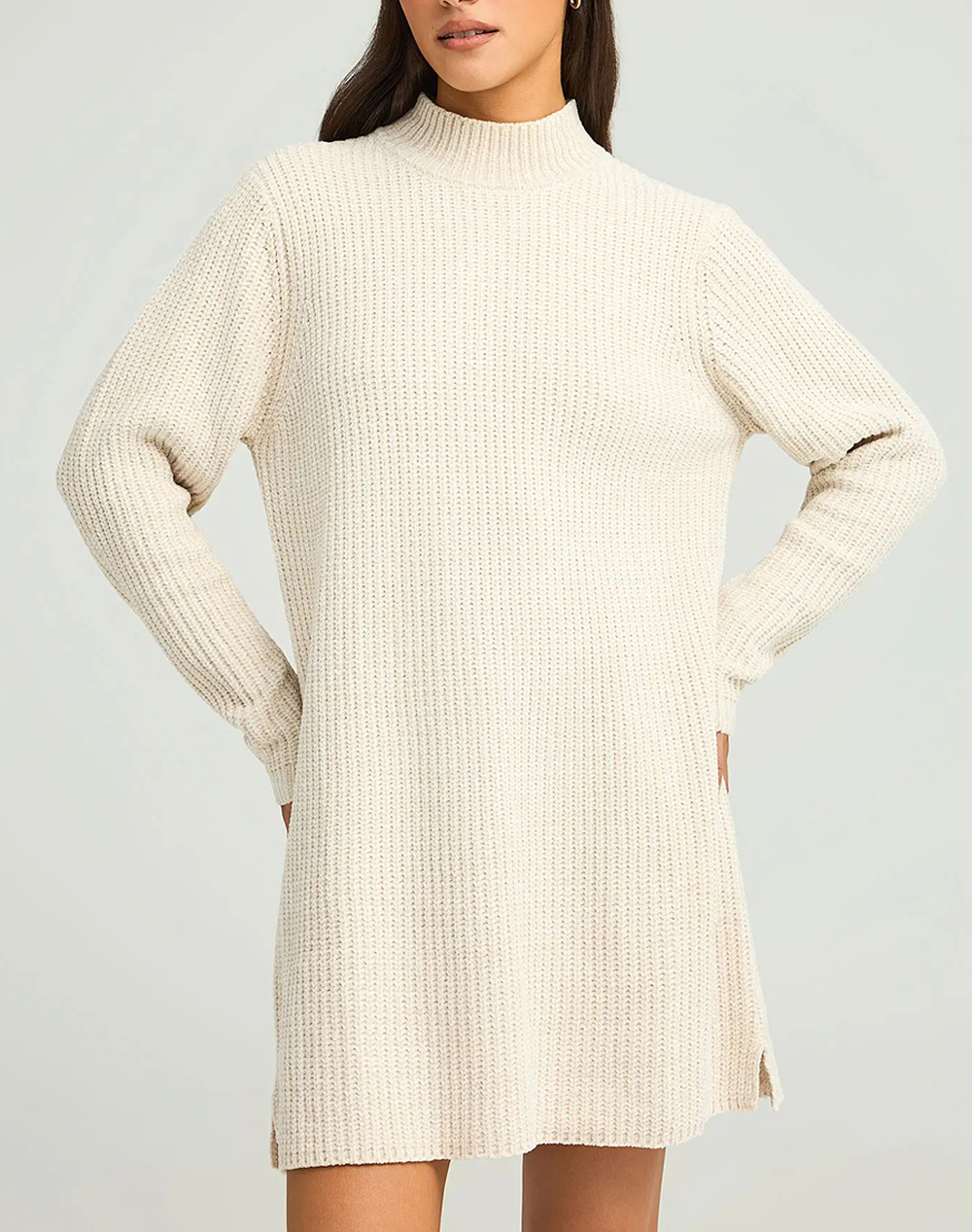 FUNKY BUDDHA Γυναικείο Πλεκτό Φόρεμα FBL012-100-13-Cloud Cream Cream