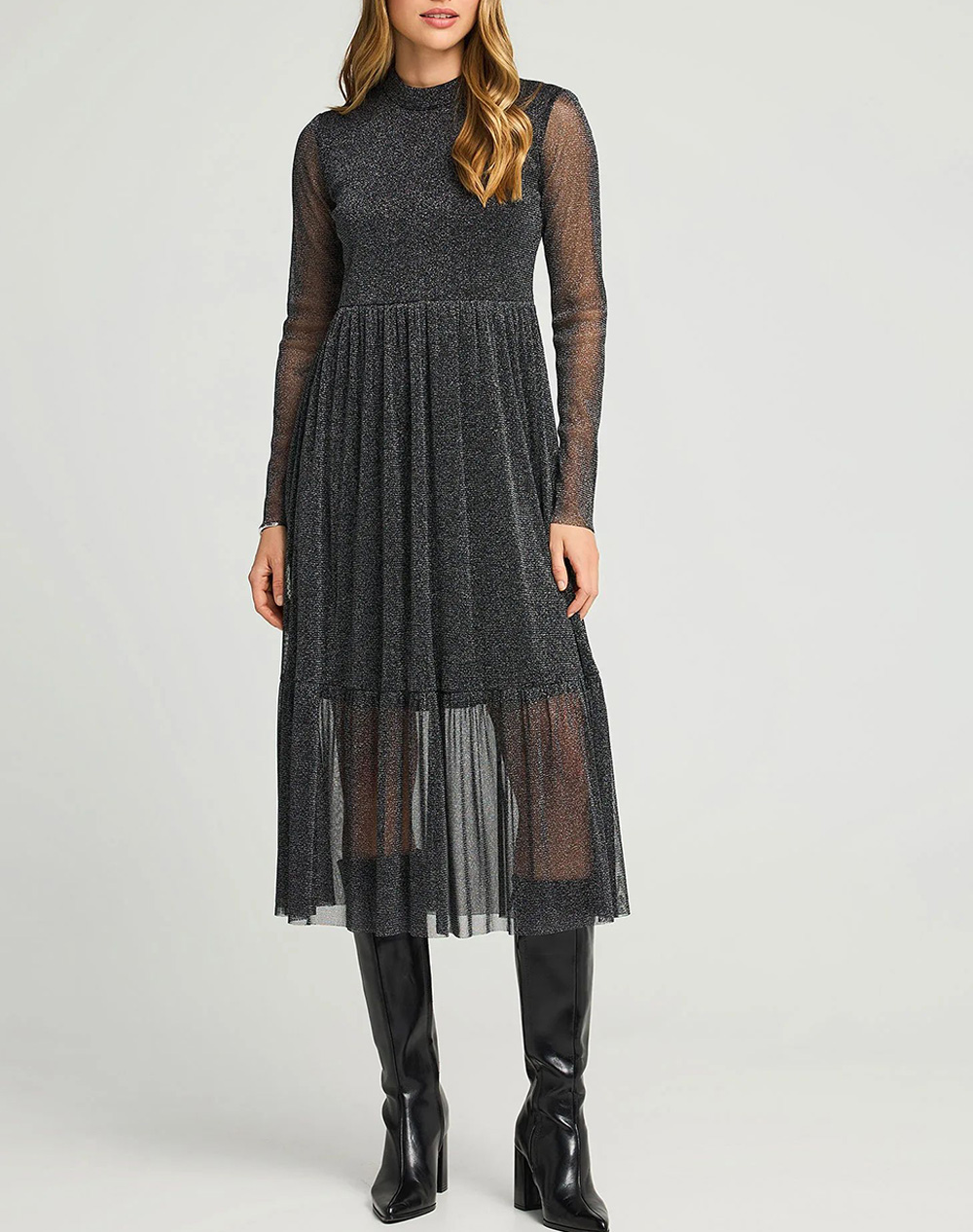 FUNKY BUDDHA Γυναικεία Φόρεμα Μίντι FBL012-118-13-BLACK Black