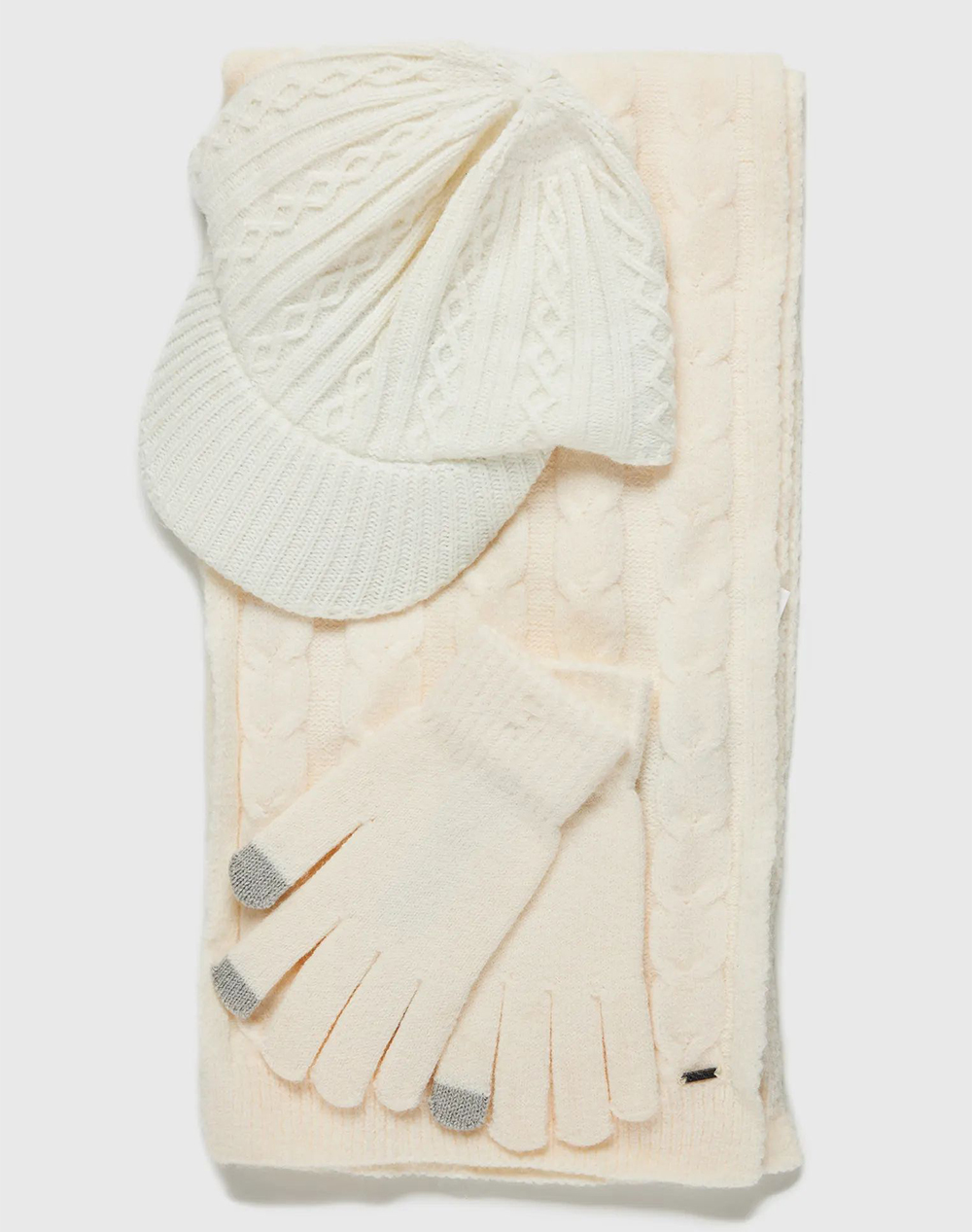 FUNKY BUDDHA Γυναικείο Σετ Κασκόλ Γαντια Καπέλο FBL012-108-10-OFF WHITE OffWhite φωτογραφία