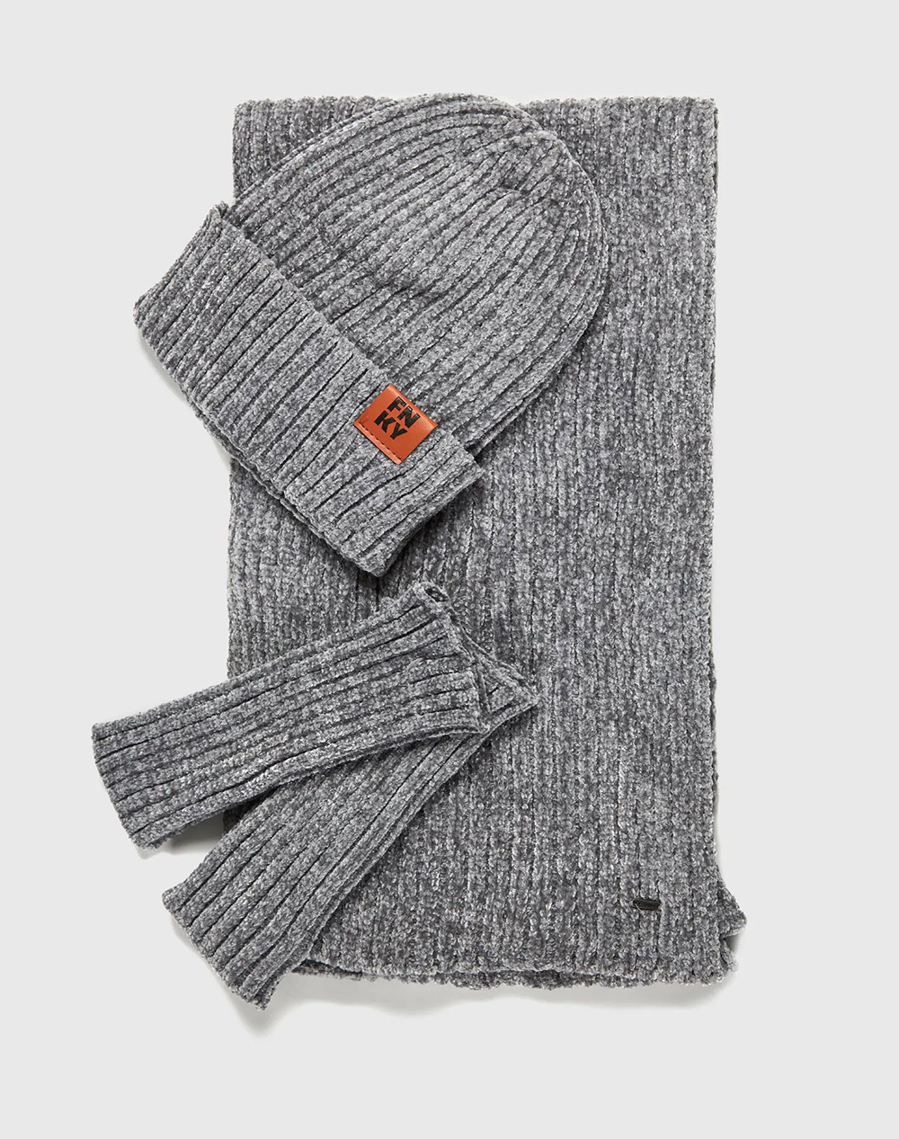 FUNKY BUDDHA Γυναικείο Σετ Κασκόλ Γαντια Σκούφος FBL012-106-10-GREY Gray φωτογραφία