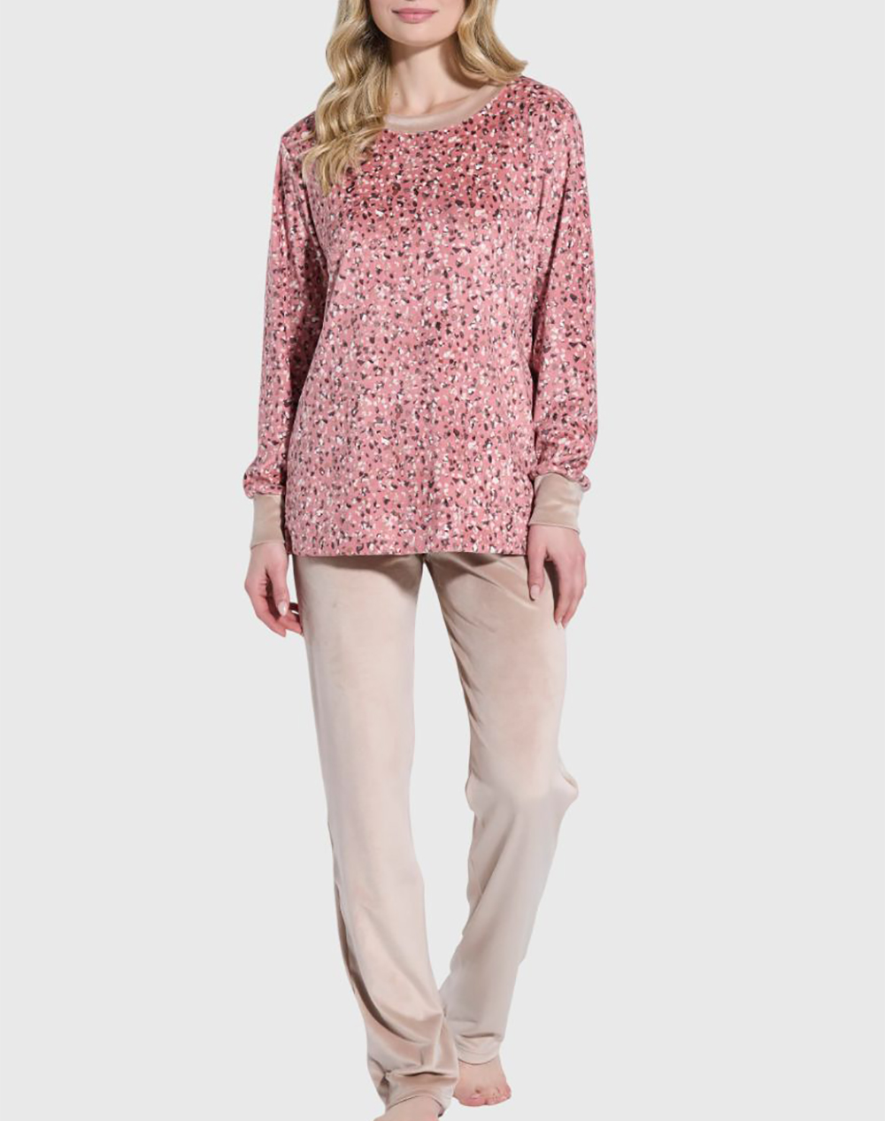 JEANNETTE ΠΥΖΑΜΑ ΛΑΙΜΟΚΟΨΗ ΒΕΛΟΥΔΟ 8129-ΡΟΖ Pink