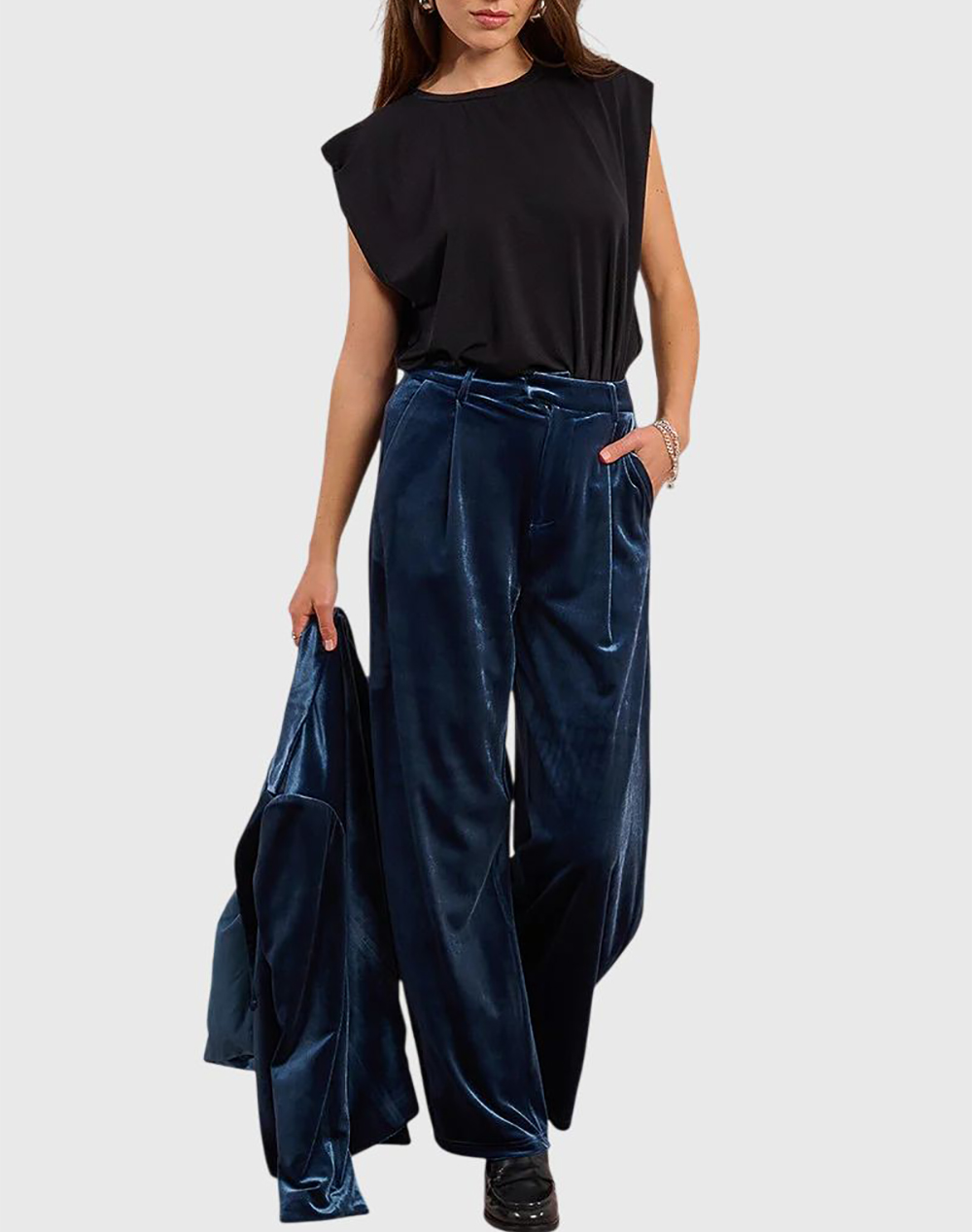 MOLLY BRACKEN LADIES KNITTED PANTS T1698DH-DENIM BLUE Blue φωτογραφία