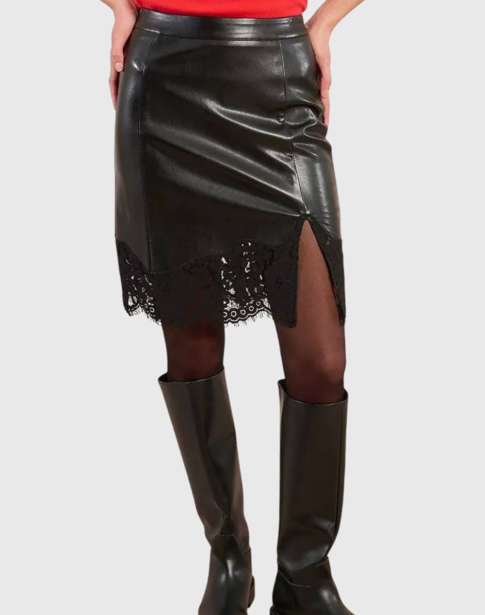 MOLLY BRACKEN LADIES WOVEN SKIRT M155DH-BLACK Black