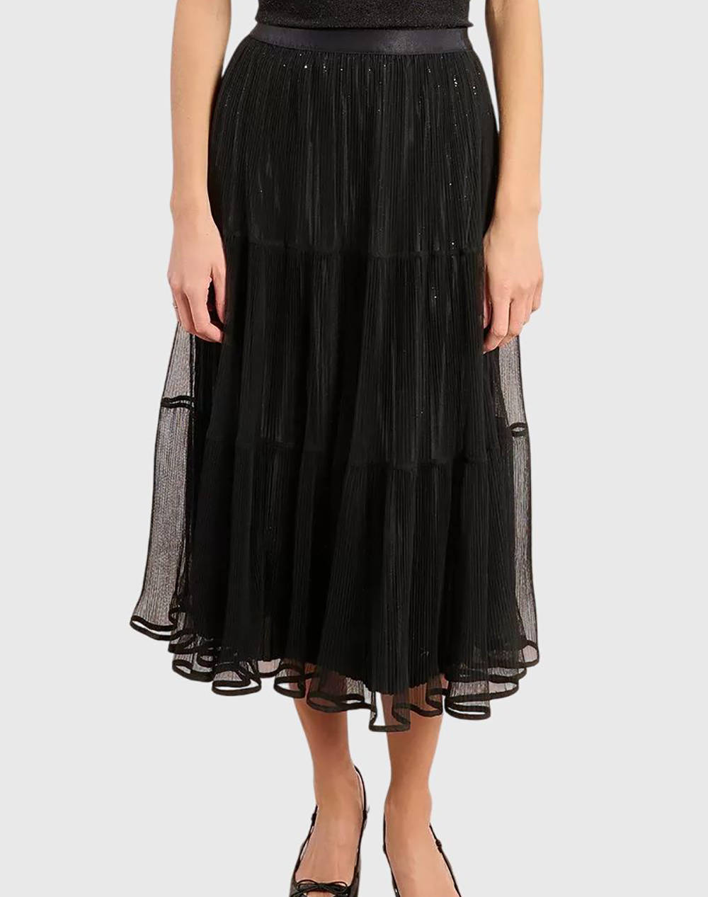 MOLLY BRACKEN LADIES WOVEN SKIRT M158DH-BLACK Black