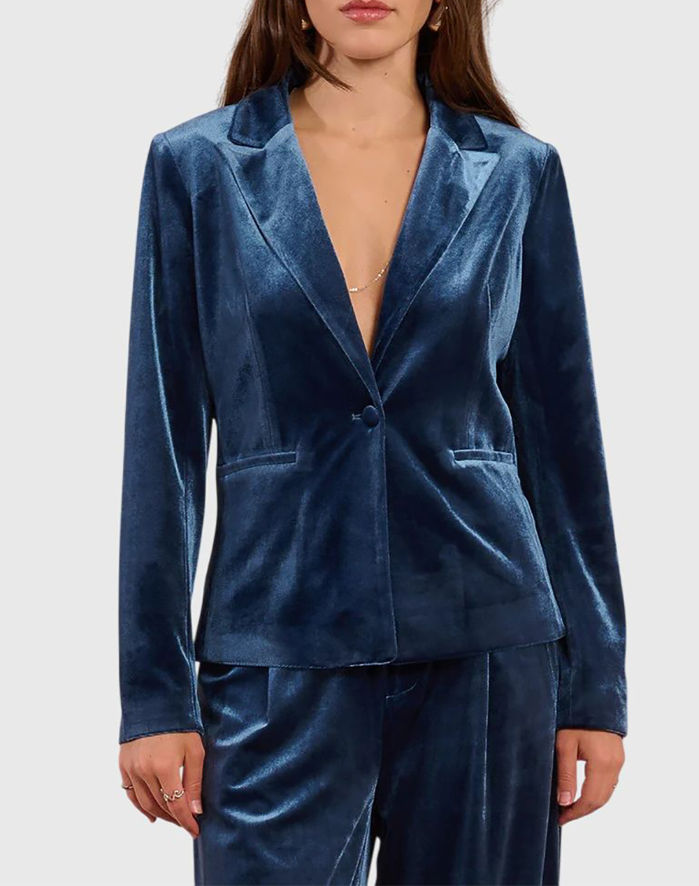 MOLLY BRACKEN MOLLY BRACKEN KNITTED BLAZER T1147DH-DENIM BLUE Blue