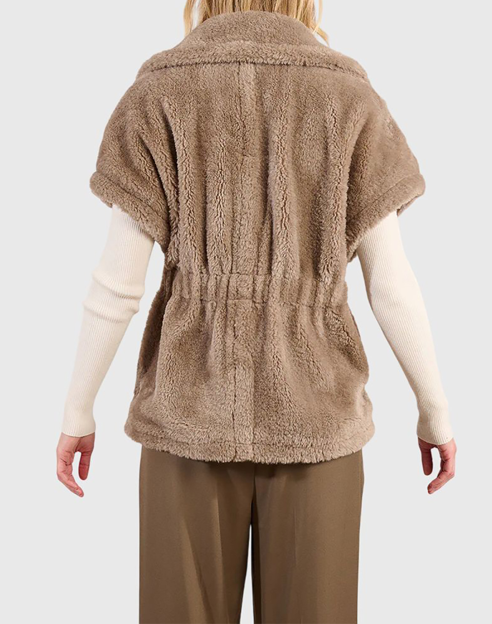 MOLLY BRACKEN LADIES WOVEN SLEEVELESS JACKET HA109DH-BROWN Brown φωτογραφία