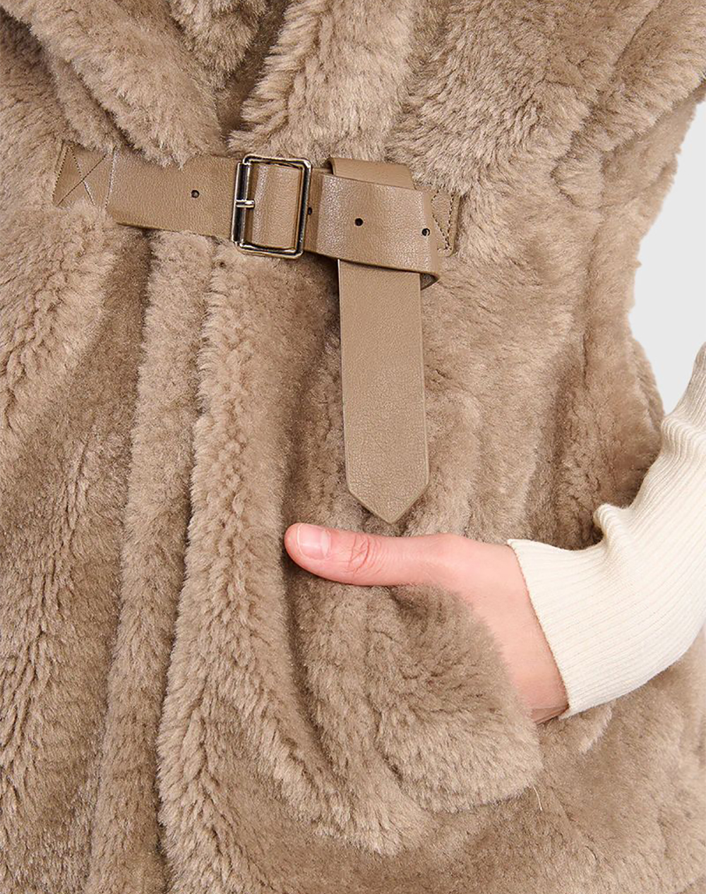 MOLLY BRACKEN LADIES WOVEN SLEEVELESS JACKET HA109DH-BROWN Brown φωτογραφία