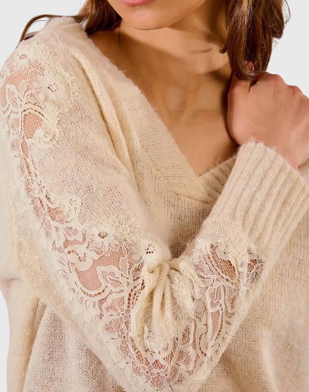 MOLLY BRACKEN LADIES KNITTED SWEATER E1740DN-CREAM Cream φωτογραφία