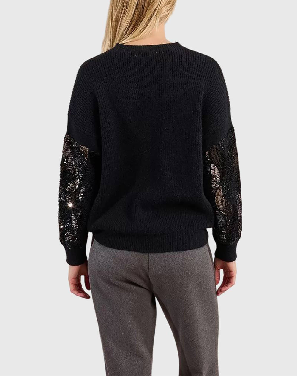 MOLLY BRACKEN LADIES KNITTED SWEATER LA1816DH-BLACK Black φωτογραφία
