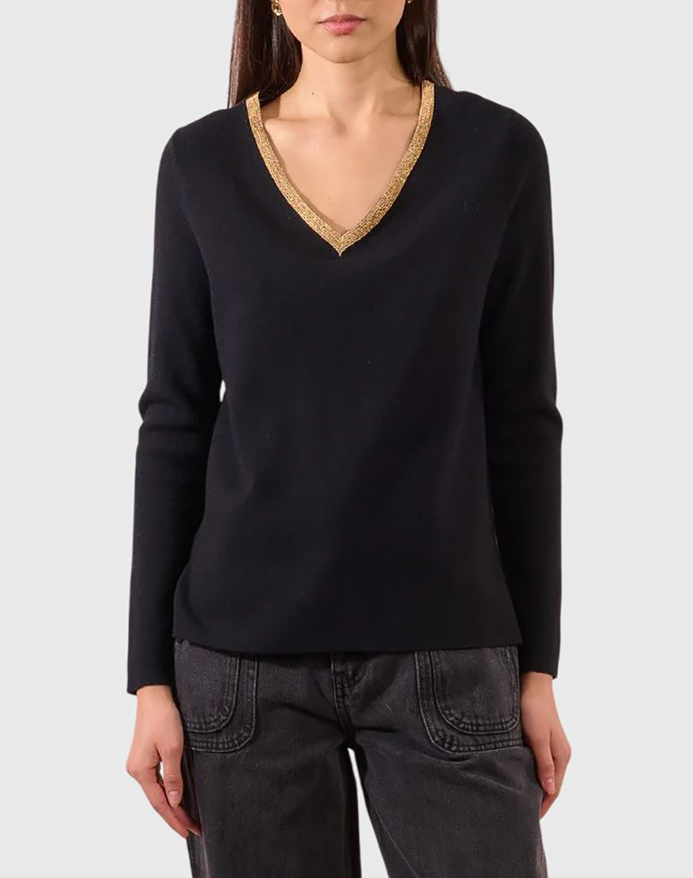 MOLLY BRACKEN MOLLY BRACKEN LADIES KNITTED SWEATER T1938DN-BLACK Black