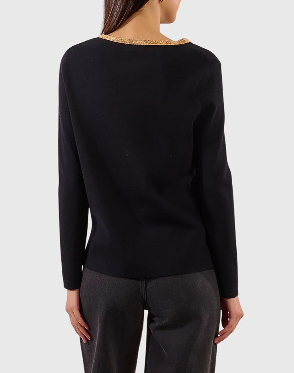 MOLLY BRACKEN LADIES KNITTED SWEATER T1938DN-BLACK Black φωτογραφία