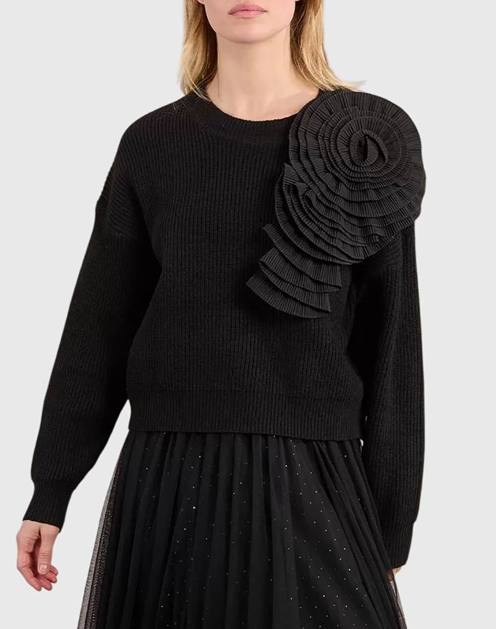 MOLLY BRACKEN LADIES KNITTED SWEATER LA1785DN-BLACK Black