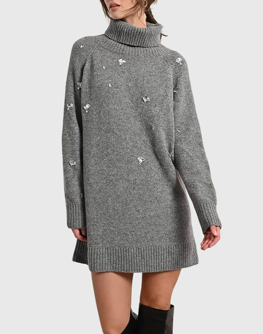 MOLLY BRACKEN MOLLY BRACKEN LADIES KNITTED SWEATER LA1783DN-GREY Gray