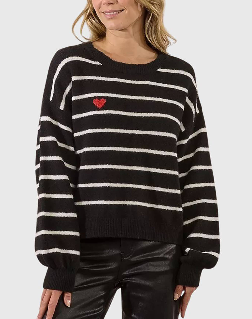 MOLLY BRACKEN LADIES KNITTED SWEATER LA1780DN-BLACK/OFFWHITE Multi