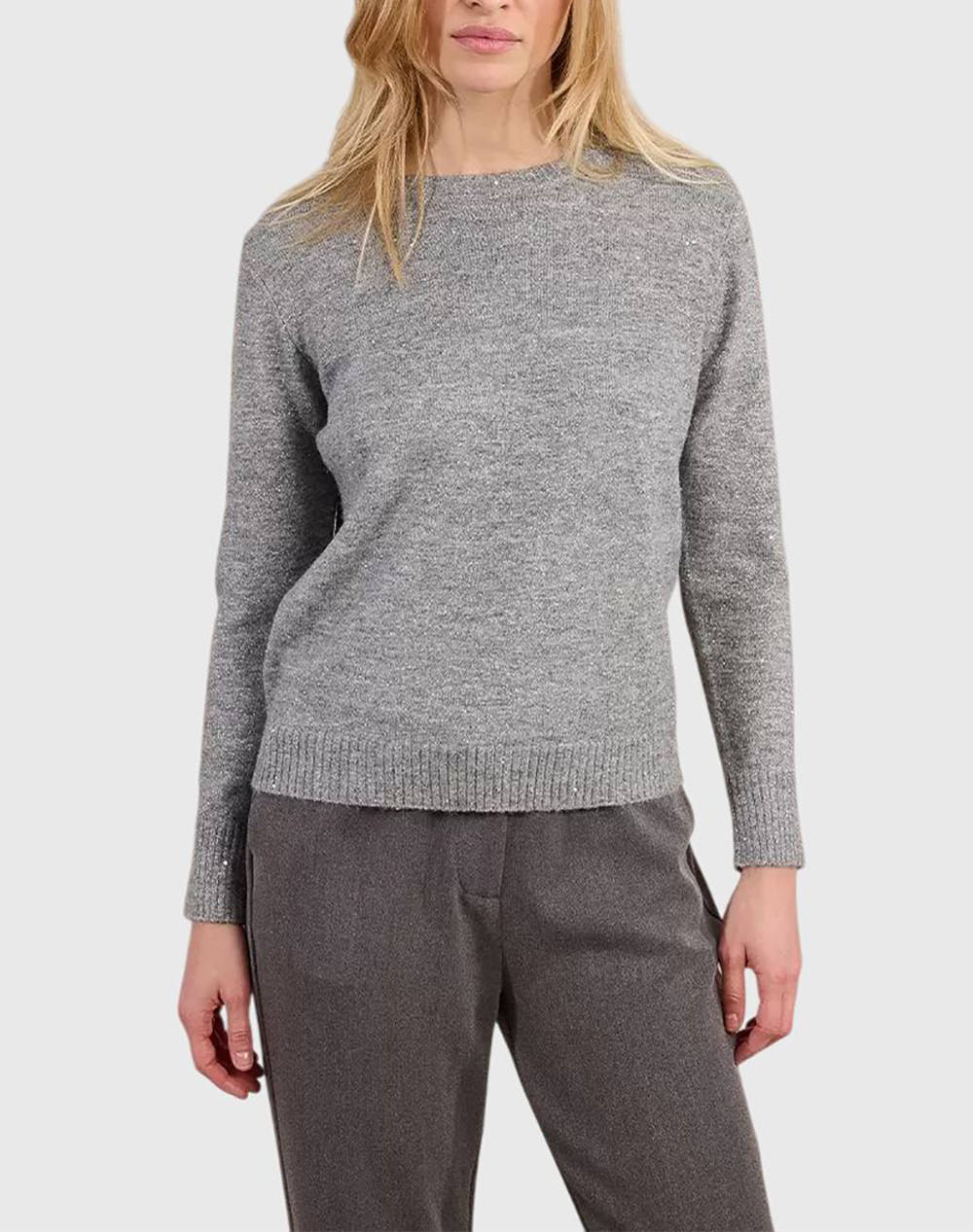 MOLLY BRACKEN LADIES KNITTED SWEATER E1613DN-GREY Gray