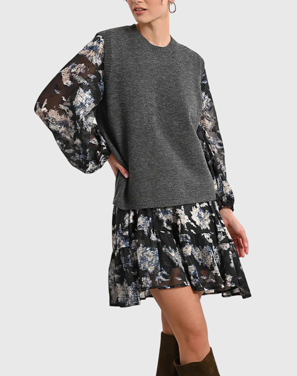 MOLLY BRACKEN MOLLY BRACKEN LADIES KNITTED SLEEVELESS SWEATER EF1582DN-Dark Grey DarkGray