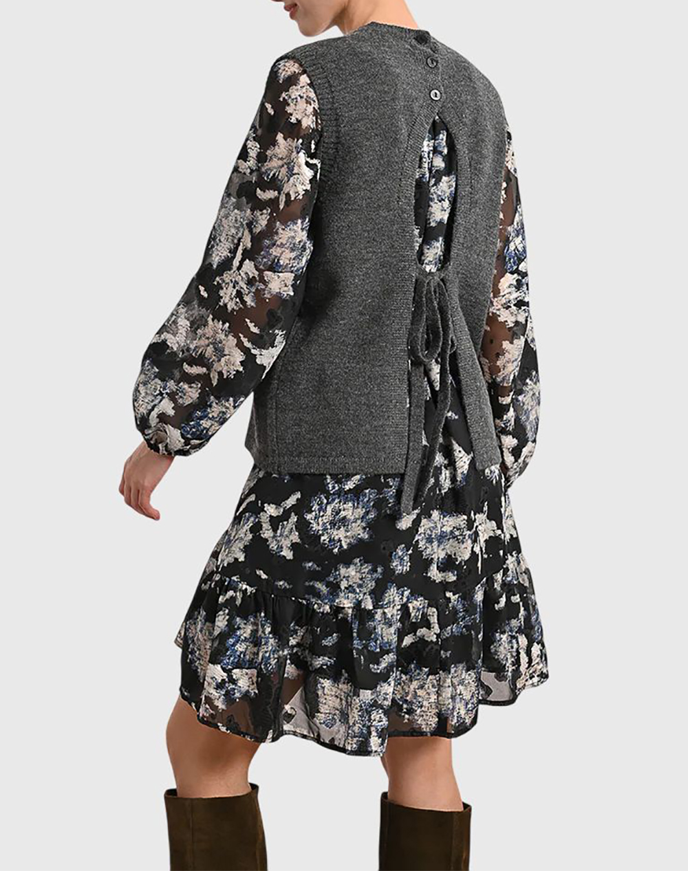 MOLLY BRACKEN LADIES KNITTED SLEEVELESS SWEATER EF1582DN-Dark Grey DarkGray φωτογραφία