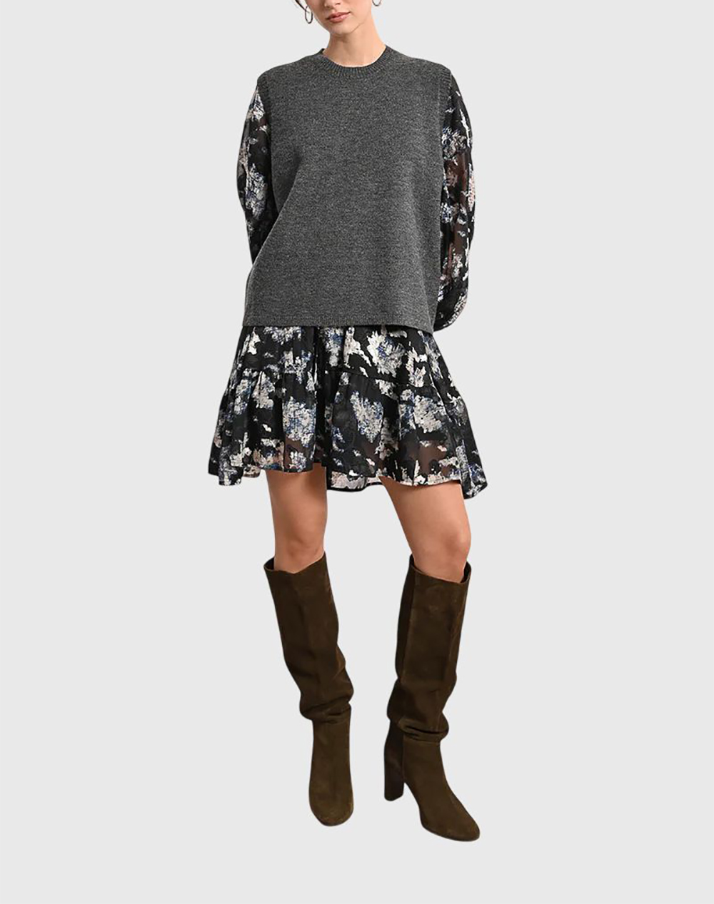 MOLLY BRACKEN LADIES KNITTED SLEEVELESS SWEATER EF1582DN-Dark Grey DarkGray φωτογραφία