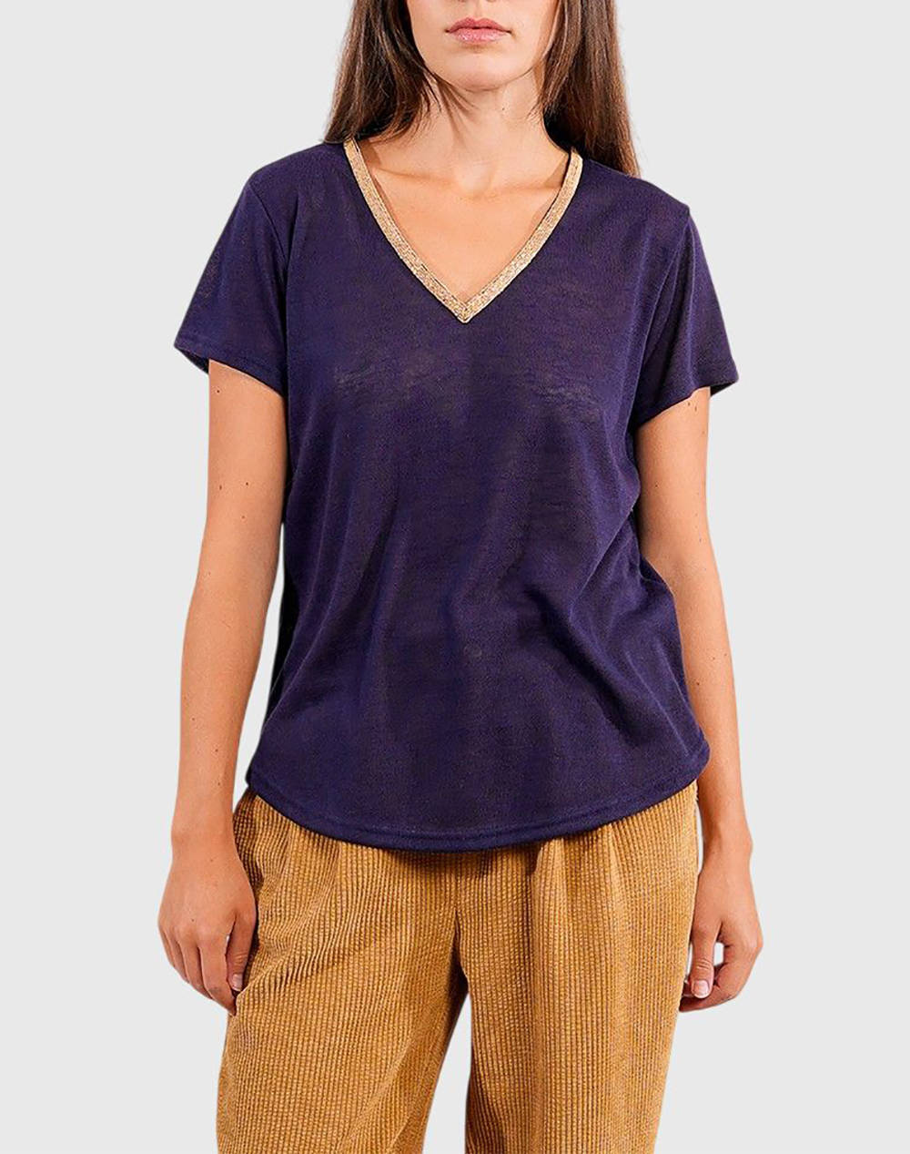 MOLLY BRACKEN MOLLY BRACKEN LADIES KNITTED TEE T427DN-NAVY BLUE NavyBlue