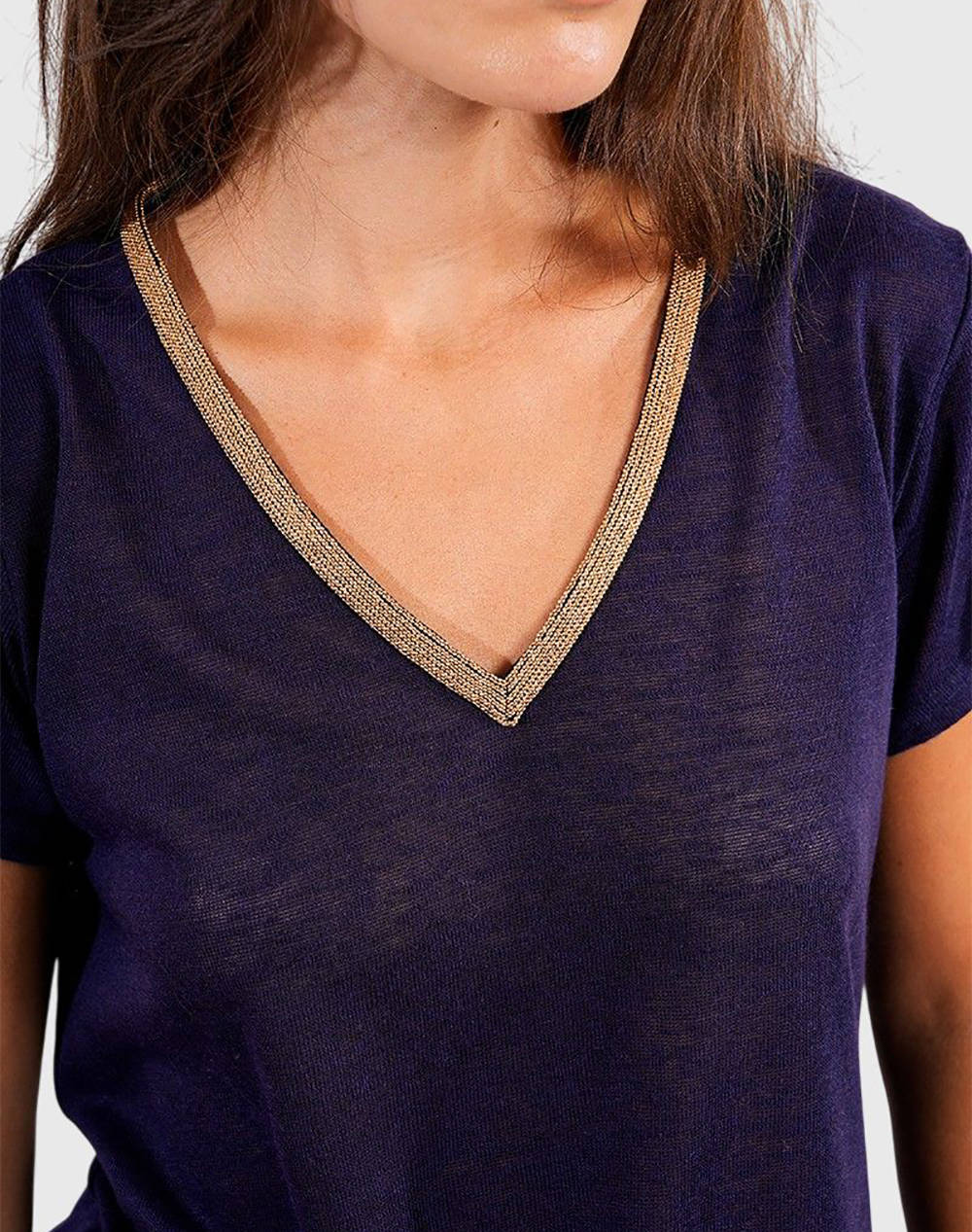 MOLLY BRACKEN LADIES KNITTED TEE T427DN-NAVY BLUE NavyBlue φωτογραφία