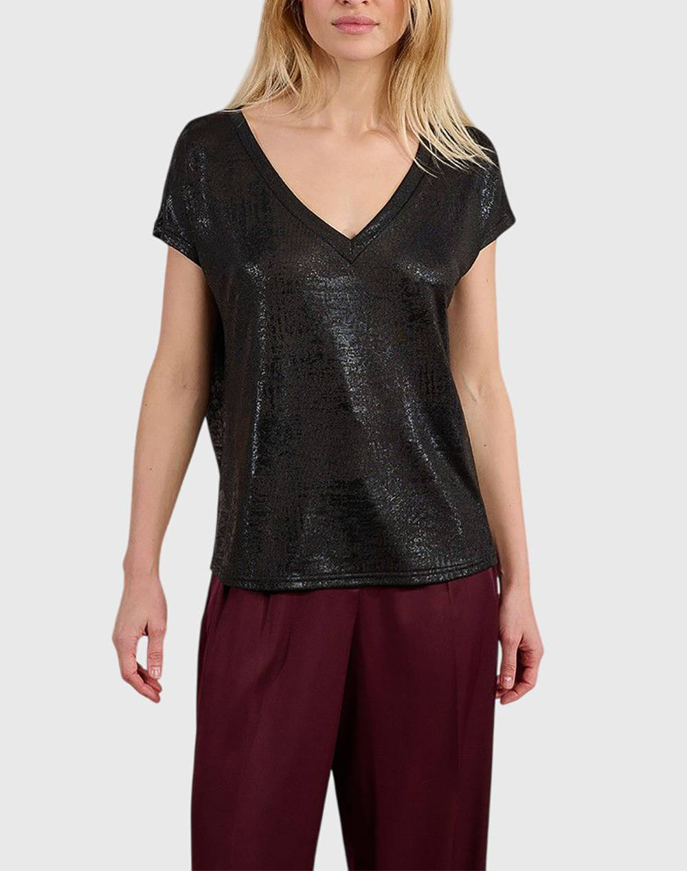 MOLLY BRACKEN LADIES KNITTED TEE T1676DN-BLACK Black