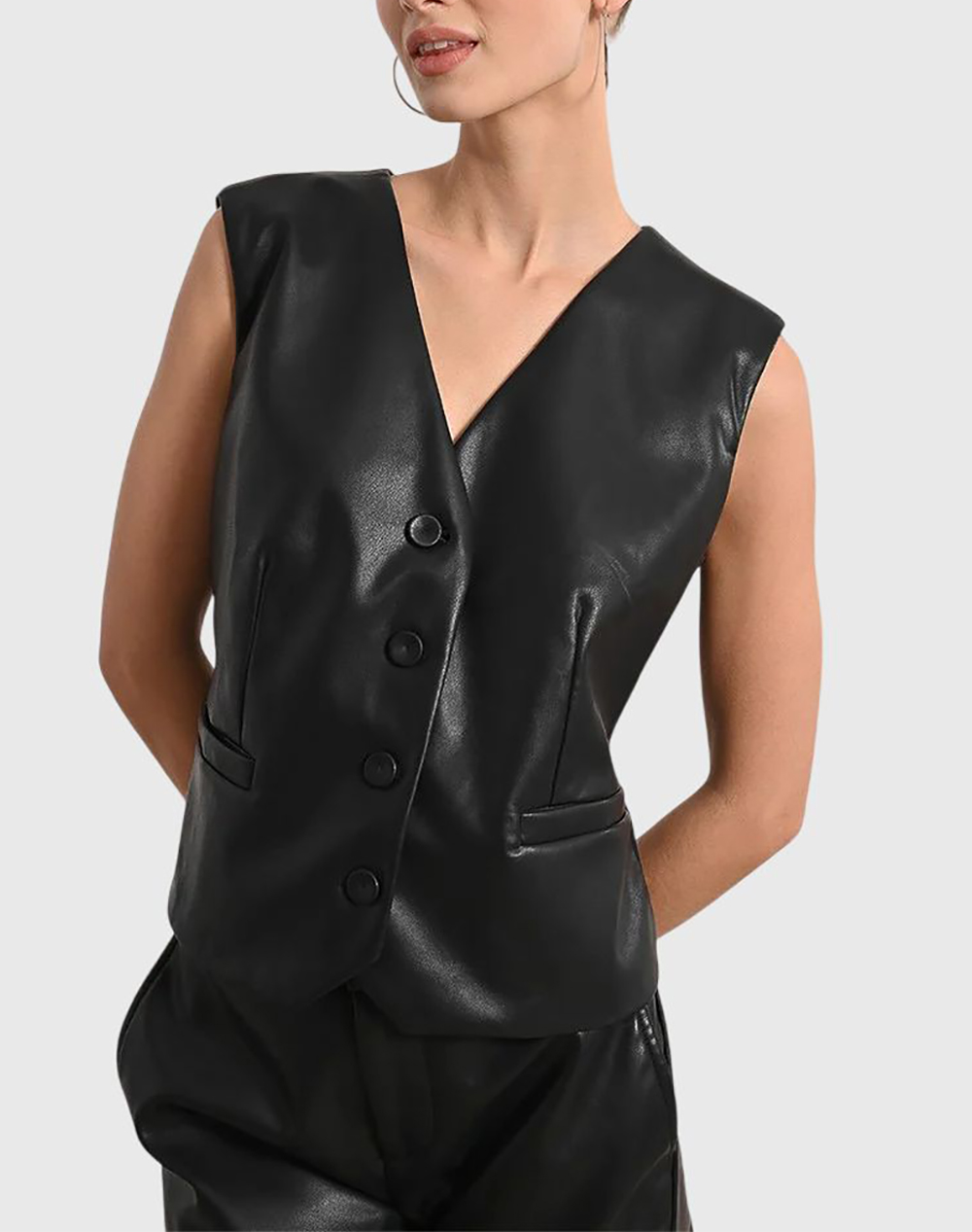 MOLLY BRACKEN MOLLY BRACKEN LADIES WOVEN SLEEVELESS JACKET T2123DH-BLACK Black
