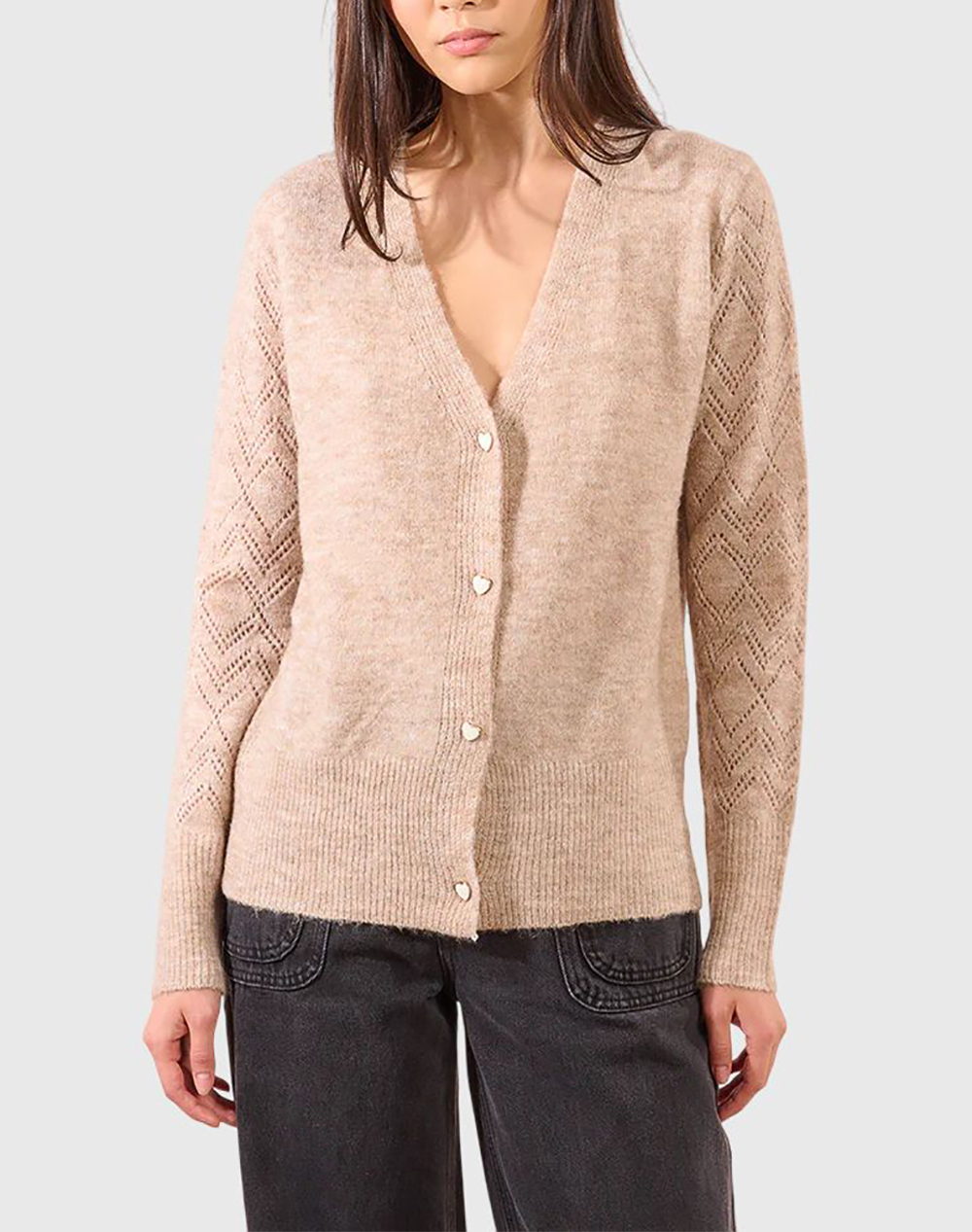 MOLLY BRACKEN MOLLY BRACKEN LADIES KNITTED CARDIGAN LA1423DN-BEIGE Biege