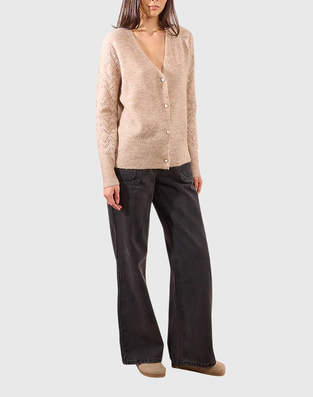 MOLLY BRACKEN LADIES KNITTED CARDIGAN LA1423DN-BEIGE Biege φωτογραφία