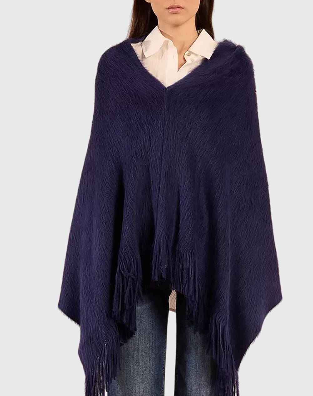 MOLLY BRACKEN KNITTED PONCHO B187DH-NAVY BLUE NavyBlue