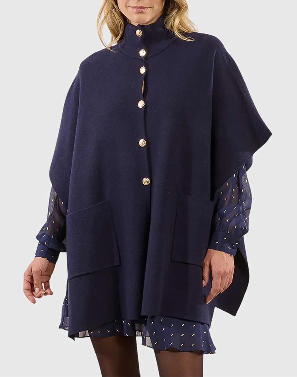 MOLLY BRACKEN MOLLY BRACKEN LADIES KNITTED CAPE LA1844DH-NAVY BLUE NavyBlue