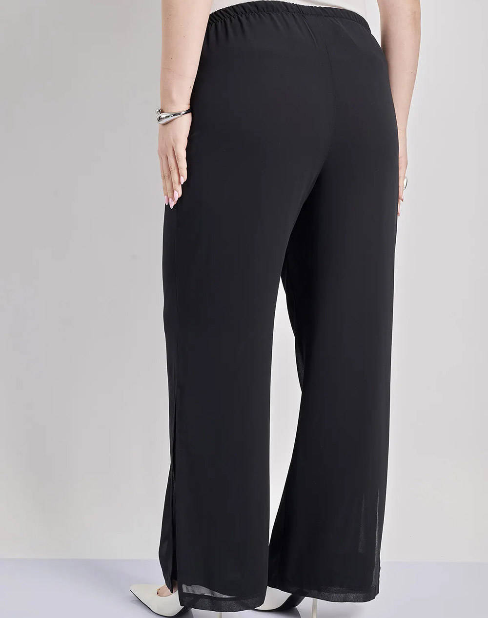 PARABITA Αμπιγιέ διπλή παντελόνα μουσελίνας 220410235-002 Black φωτογραφία