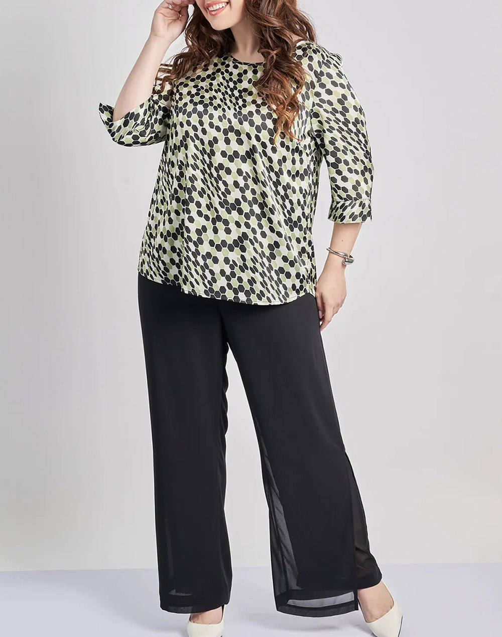 PARABITA Αμπιγιέ διπλή παντελόνα μουσελίνας 220410235-002 Black φωτογραφία