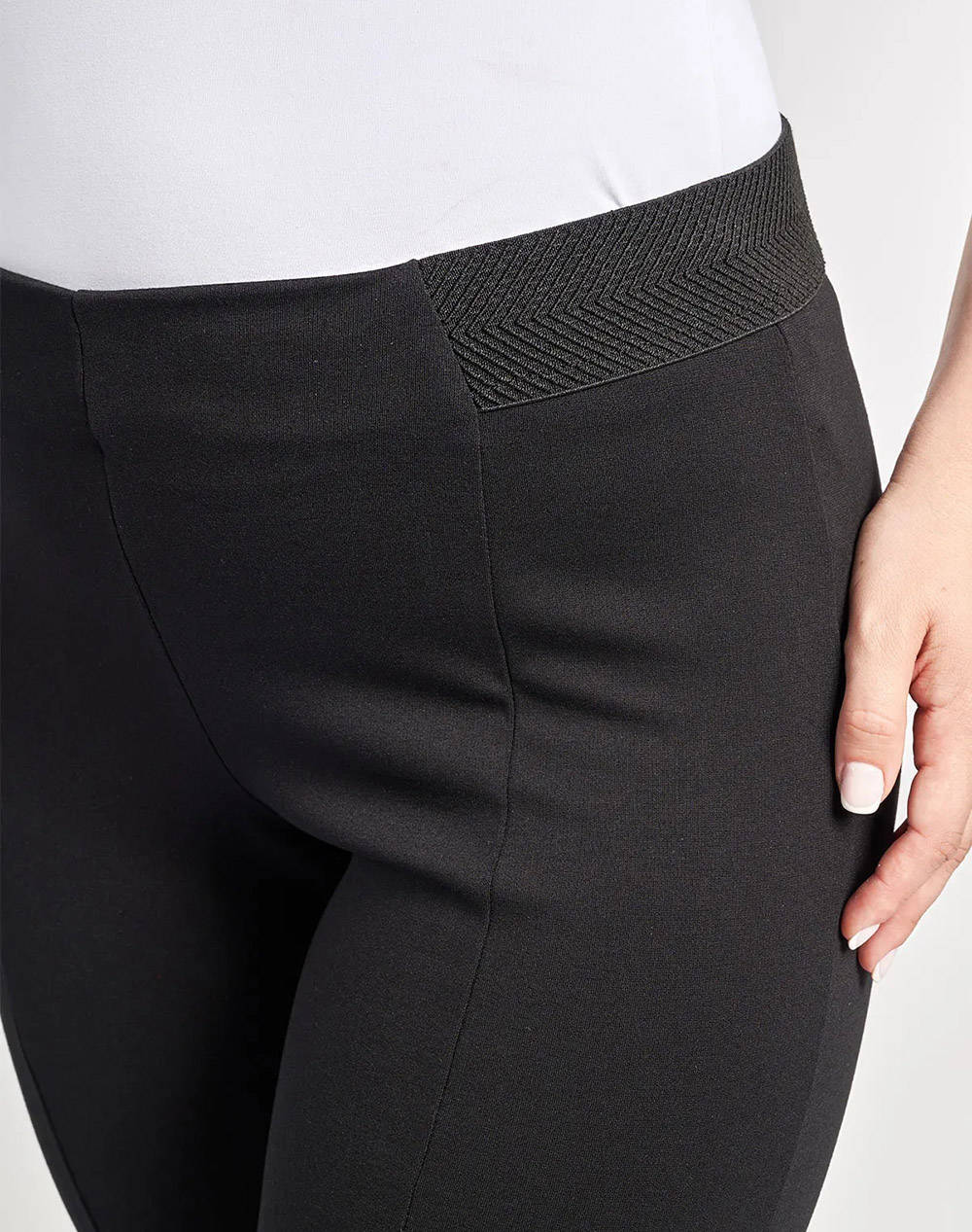 PARABITA Ελαστικό παντελόνι cigarette με ραφή 012520209488-002 Black φωτογραφία