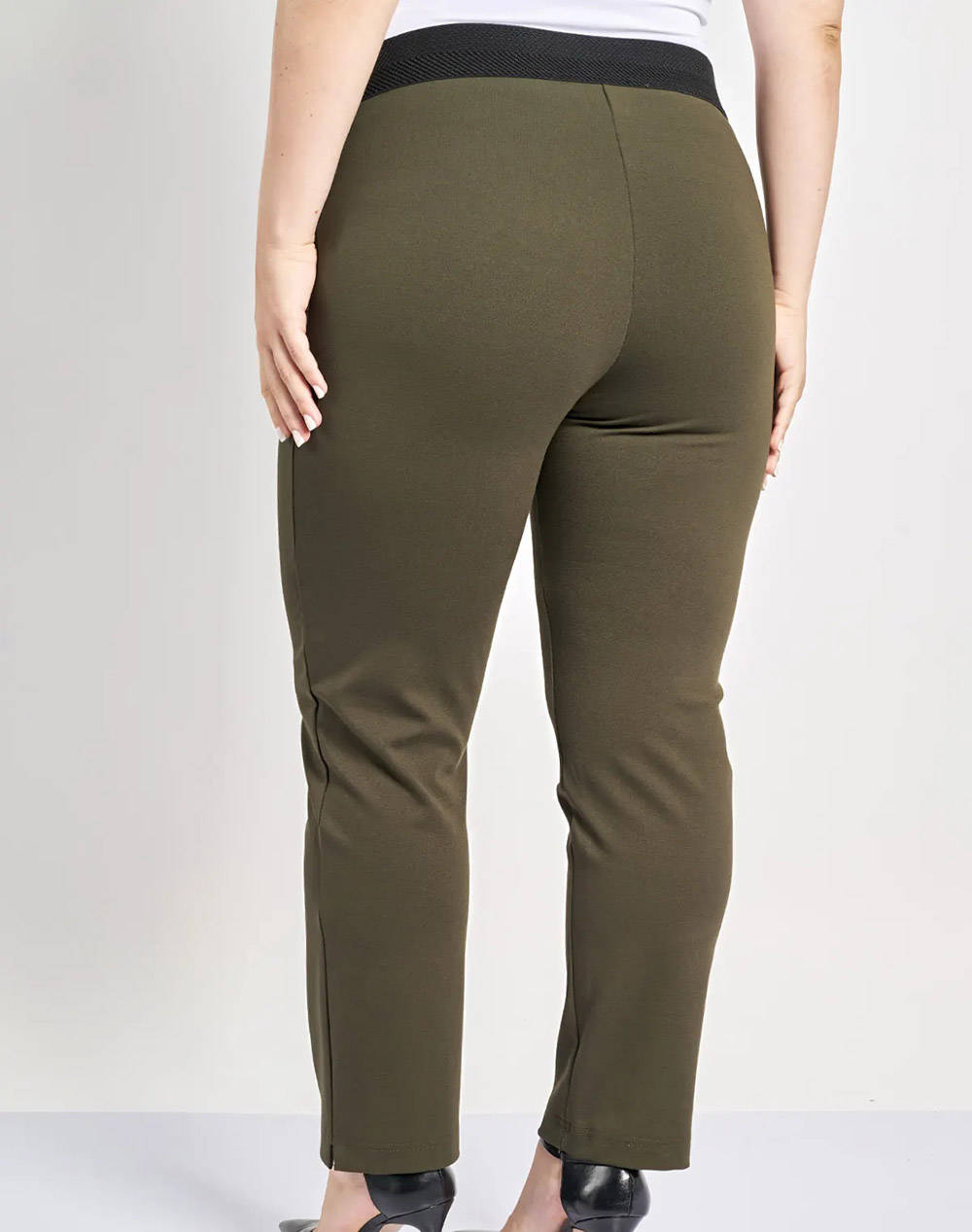 PARABITA Ελαστικό παντελόνι cigarette με ραφή 012520289488-023 Khaki φωτογραφία