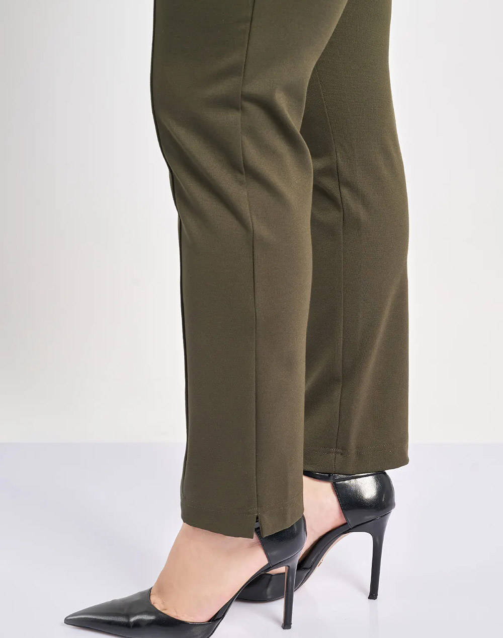 PARABITA Ελαστικό παντελόνι cigarette με ραφή 012520289488-023 Khaki φωτογραφία