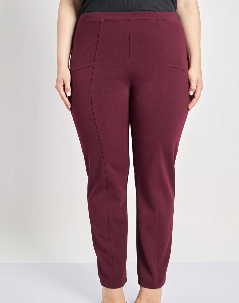 PARABITA PARABITA Παντελόνι scuba cigarette με διακοσμητική ραφή 250412042-034 Bordeux