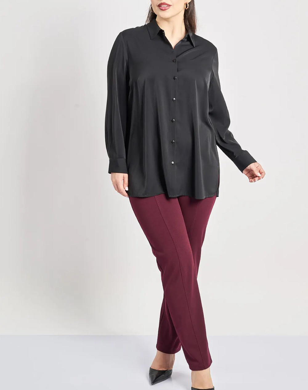 PARABITA Παντελόνι scuba cigarette με διακοσμητική ραφή 250412042-034 Bordeux φωτογραφία