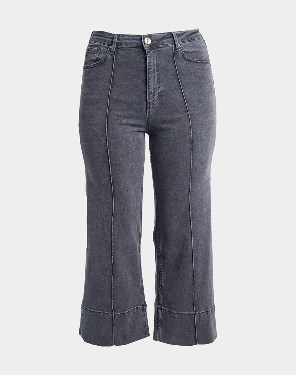 PARABITA PARABITA Τζιν παντελόνι cropped wide leg με ραφές 012520209109-015 DenimGray