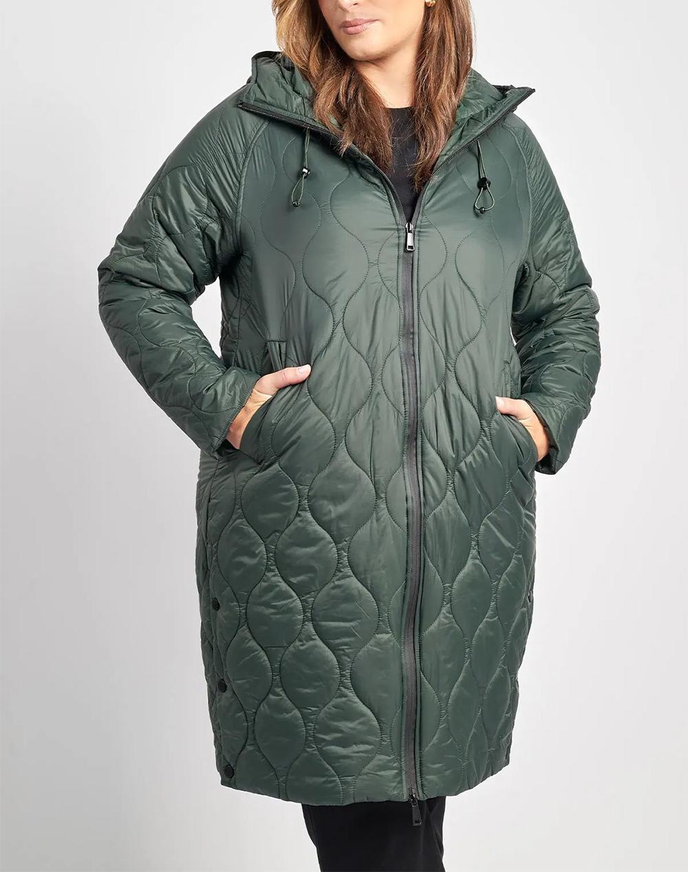 PARABITA Μπουφάν αδιάβροχο καπιτονέ μακρύ 012520708305-043 DarkGreen