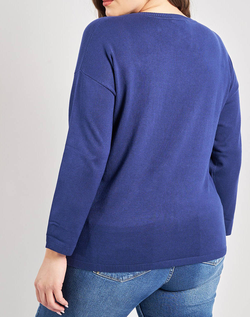 PARABITA Μπλούζα πλεκτή με V λαιμόκοψη 012520105505-003 Blue φωτογραφία