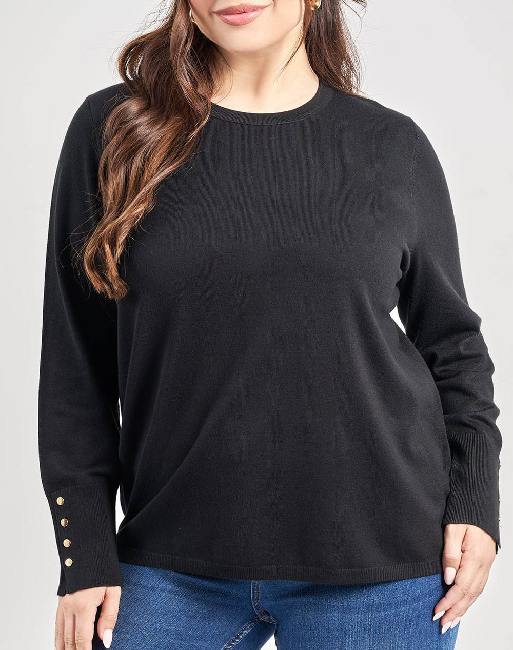 PARABITA PARABITA Πλεκτή μπλούζα με διακοσμητικά στο μανίκι 012520185506-002 Black