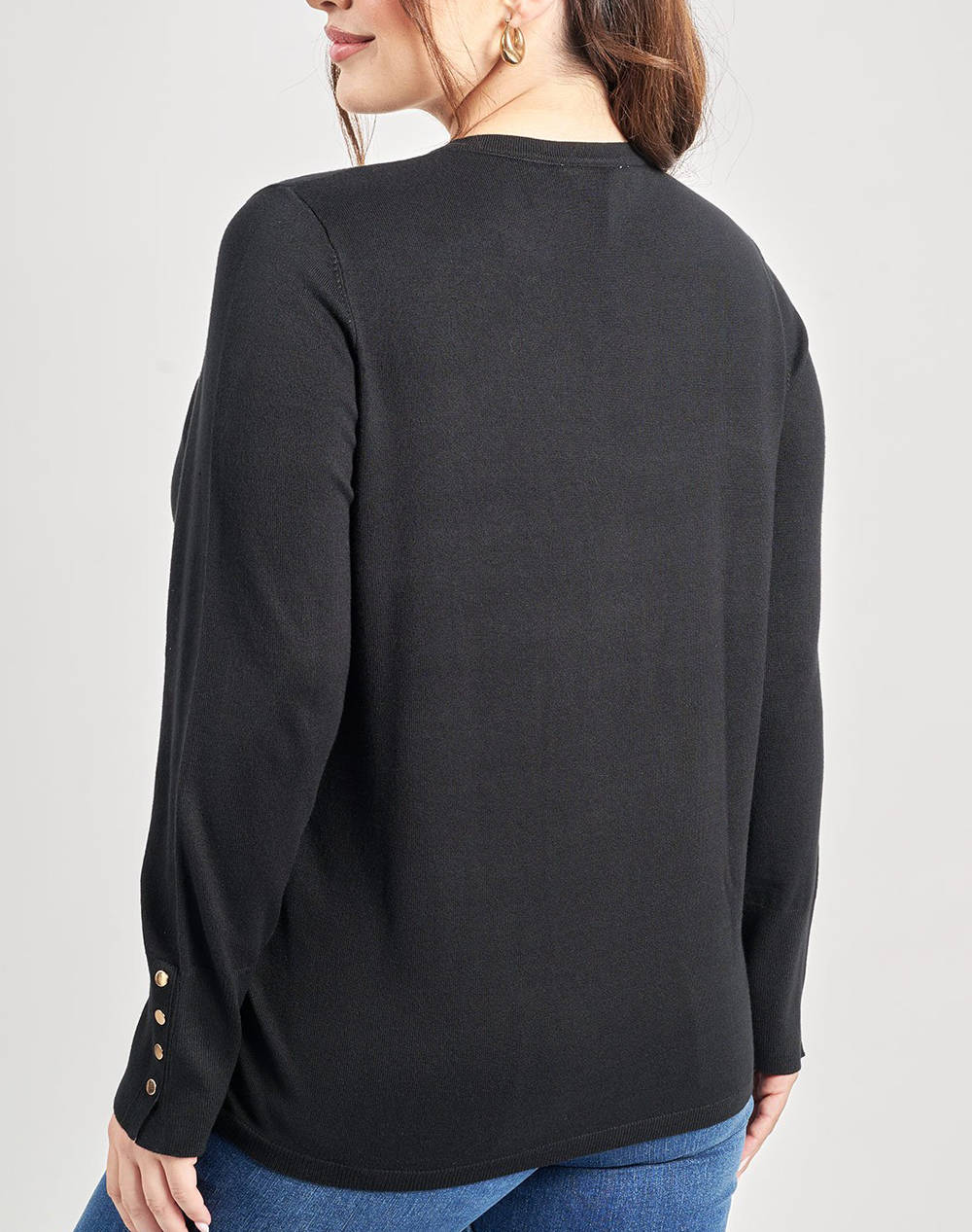 PARABITA Πλεκτή μπλούζα με διακοσμητικά στο μανίκι 012520185506-002 Black φωτογραφία