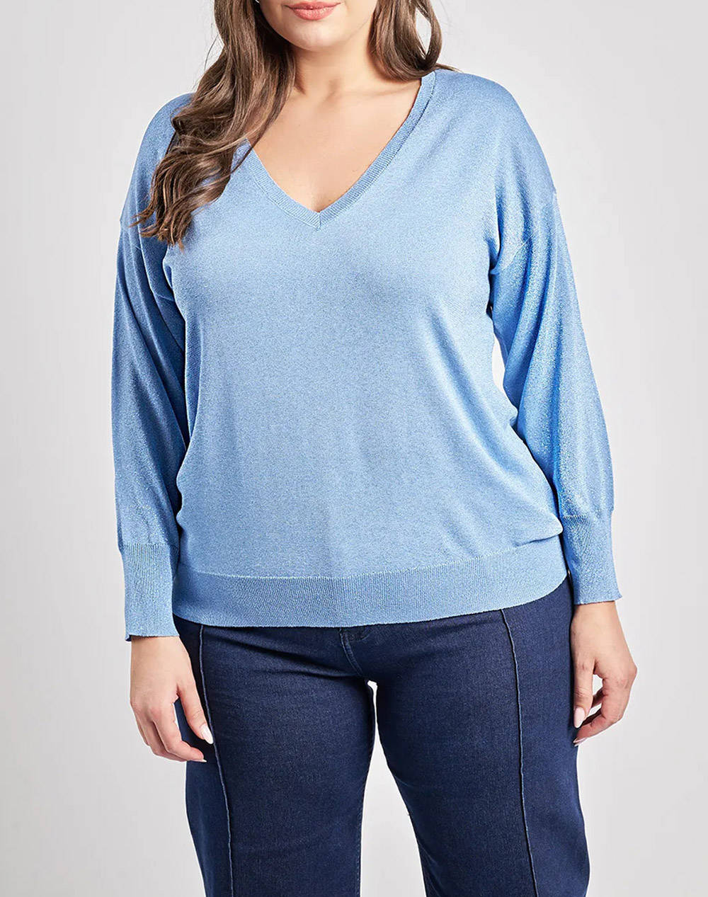 PARABITA PARABITA Πλεκτή μπλούζα ημιδιάφανη 012520107782-040 Ciel