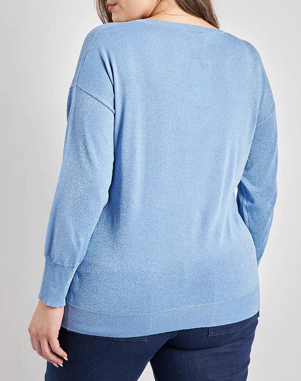 PARABITA Πλεκτή μπλούζα ημιδιάφανη 012520107782-040 Ciel φωτογραφία