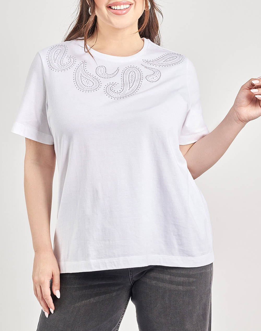 PARABITA PARABITA T-shirt βαμβακερό με σχέδιο με τρουκς 012520109414-001 White
